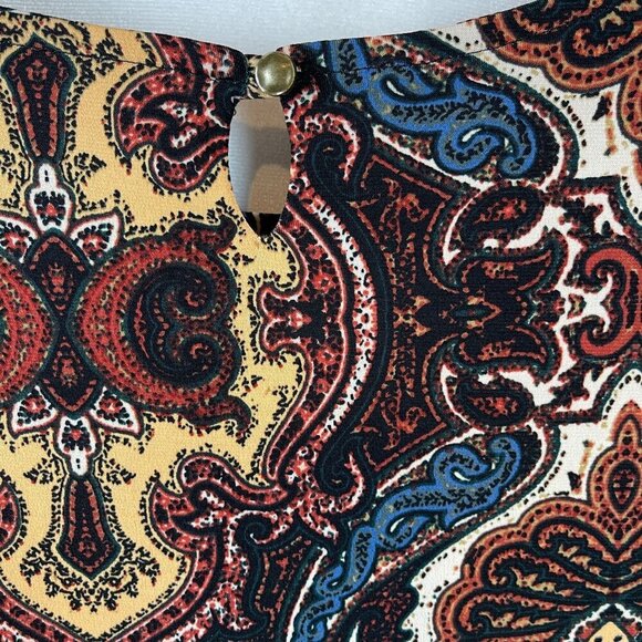 Cato Women Round Neck Printed Paisley 3/4 Sleeves Dress Size M - Picture 7 of 7